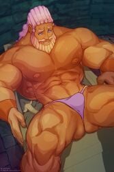 1boy abs bara bara_tiddies bara_tits beard big_muscles blue_eyes bracelets bulge crotch dilf disney erect_nipples facial_hair hercules_(disney) hotcha human human_only light-skinned_male light_skin long_hair long_hair_male lying lying_on_back male male_chest male_focus male_nipples male_only manboobs mature mature_male moobs muscular muscular_male muscular_thighs nipples open_mouth pecs pectorals purple_thong purple_underwear six_pack solo solo_focus solo_male submissive submissive_male sweat sweatdrop sweating sweaty thick_thighs thong thong_only underwear underwear_only white_hair zeus zeus_(hercules)