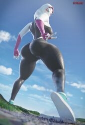 1girls 3d ass big_ass big_butt bubble_ass bubble_butt female female_only fully_clothed giantess gwen_stacy huge_ass huge_butt macro marvel shoes sneakers solo solo_female spider-gwen spider-man_(series) wotm8h8