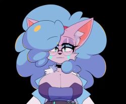 1girls animated anthro big_breasts blue_hair breasts female female_only fluffy_hair fully_clothed glasses jiggle marysquid milf mp4 no_sound solo tagme video