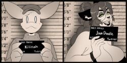 amelie_(jinx_doodle) anthro barbie_and_ken_mugshot_(meme) big_breasts breasts clothing female jinx_doodle kili_(kilinah) kilinah meme mugshot