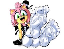 absurd_res amy_rose anthro barefoot bodily_fluids clothing cum cum_on_feet cum_on_stockings detailed_feet eulipotyphlan feet female foot_fetish foot_focus genital_fluids goth gothic_lolita hedgehog hi_res legwear lolita_(fashion) mammal nylon sega soles solo sonic_(series) sonic_the_hedgehog_(series) stockings tights toes white_clothing white_legwear white_stockings white_tights wigmania