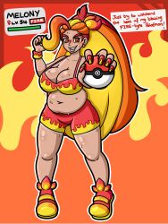 bimbo female huge_ass huge_breasts melony_(pokemon) midriff navel pokemon post_transformation thick_thighs transformation wide_hips xxcloneyxx