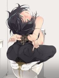 1girls arms_behind_back ass bathroom big_ass big_breasts black_hair black_pants blush bondage broken_neck corpse death dim_carcosa drooling empty_eyes female female_death female_only green_eyes guro happy large_ass large_breasts long_hair looking_back_at_viewer masochism masochist nipples on_toilet open_mouth original pants peeing peeing_self public_bathroom public_restroom rope rope_bondage saliva saliva_trail sitting_on_toilet socks solo tears tight_pants toilet toilet_stall topless topless_female urine urine_pool urine_puddle wetting wetting_clothing wetting_self white_socks