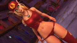 1girls 3d blizzard_entertainment blonde_hair blood_elf green_eyes khalysz light-skinned_female light_skin melisandra original_character silvermoon_symbol smooth_skin solo stockings tattoo thong warcraft world_of_warcraft