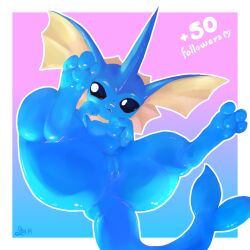 1boy 2d 3_fingers 3_toes 3rn_14 animal_genitalia big_ass blue_body cute eeveelution furry furry_only pawpads paws pokemon pokemon_(species) pokephilia shiny_skin simple_background solo spread_legs tail thick_thighs vaginal_penetration vaporeon water wet wet_body wet_skin