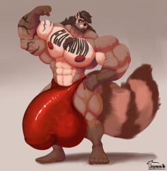 abs biceps bulge furry hyper hyper_balls hyper_bulge hyper_genitalia hyper_penis hyper_testicles male male_focus male_only muscle muscles muscular muscular_arms muscular_legs muscular_male muscular_thighs nipples pecs uniparasite