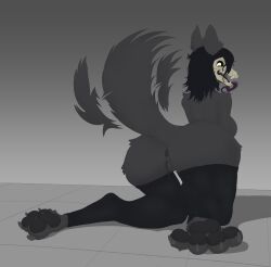 anthro anus bodily_fluids bone canid canine clothing dripping female genitals gidgeesheep hi_res legwear mammal monster pawpads paws presenting pussy scp-1471 scp-1471-a scp_foundation skull skull_head solo stockings tongue tongue_out