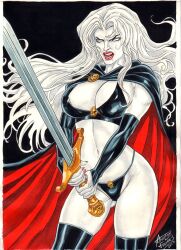 1girls anilton_freires chaos_comics coffin_comics curvaceous curvy_body curvy_figure death_(personification) ed_benes_studio female_focus grim_reaper hi_res huge_breasts lady_death latex_gloves latex_thighhighs long_hair looking_at_viewer queen_of_the_dead solo_female solo_focus white_body white_hair white_sclera