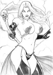 2023 chaos_comics coffin_comics curvaceous curvy_female curvy_figure death_(personification) ed_benes_studio female_focus female_only grim_reaper hi_res huge_breasts lady_death long_hair queen_of_the_dead scythe solo_female voluptuous voluptuous_female