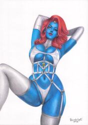 1girls 2023 blue_skin curvy_body curvy_female curvy_figure ed_benes_studio eduardo_copati female_focus female_only hi_res huge_breasts marvel milf mystique raven_darkholme red_hair solo_female solo_focus voluptuous voluptuous_female x-men