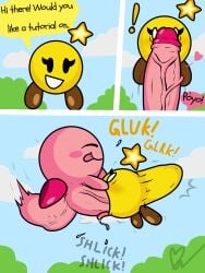 ! 1boy 1girls 3_panel_comic ambiguous_gender balls big_balls big_penis blowjob blush blush_stickers closed_eyes cloud cock_shock comic company_connection crossover dialogue duo exclamation_point eyelashes fairy female/male floating foreskin genitals heart hi_res hyper_penetration hyper_stomach_bulge kirby kirby_(series) male male/ambiguous male/female mario_(series) mario_and_luigi_(series) motion_lines nintendo onithehyperfairy onomatopoeia oral oral_penetration outside penetration penis pink_body saliva smile speech_bubble starlow stomach_bulge text text_bubble tongue tongue_out vein veiny_penis waddling_head yellow_body