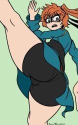 1girls ass baron_vee domino_mask female female_only hero_outfit_(mha) itsuka_kendou kendou_itsuka martial_arts my_hero_academia panties panties_visible_through_clothing pussy_visible_through_clothes qipao shorts solo straight_hair thick_thighs thighs