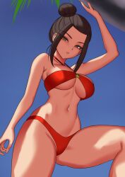 1girls avatar_the_last_airbender azula beach bikini crown_braid female female_only fire_nation kuroonehalf nickelodeon princess sideboob smooth_skin solo swimsuit underboob wip work_in_progress