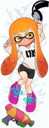 animal_humanoid anthro blush cephalopod cephalopod_humanoid clothed clothing dakimakura female fully_clothed headphones humanoid inkling inkling_girl kaori_(splatoon) mask_(marking) nintendo orange_eyes orange_hair pointy_ears pseudo_hair solo splatoon splatoon_(series) splatoon_2 splattershot squid tentacle tentacle_hair tukada young