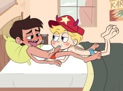 2boys ahe_gao barefoot blowjob feet feet_up foot_fetish foot_focus gay genderswap_(ftm) marco_diaz rule_63 sodabox star_butterfly star_vs_the_forces_of_evil