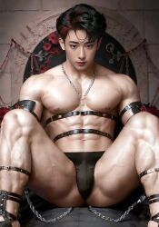 abs ai_generated asian asian_male biceps bulge celebrity chains east_asian east_asian_male kagemaboy looking_at_viewer male male_only muscles muscular muscular_male musician pecs real_person shirtless_male smooth_chest smooth_skin thick_thighs underwear underwear_only wonho