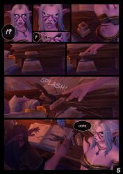 1boy 1girls 3d alvarina alvarina_(alvarina) blizzard_entertainment comic dialogue night_elf original_character pink_skin smooth_skin warcraft white_hair world_of_warcraft