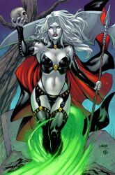 1girls chaos_comics coffin_comics curvy curvy_female curvy_figure death_(personification) grim_reaper hi_res lady_death latex_gloves latex_thighhighs leo_matos long_hair maksim_strelkov queen_of_the_dead solo_female solo_focus voluptuous voluptuous_female white_body white_hair white_sclera