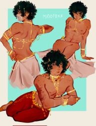 1boy abs athletic athletic_male body_jewelry collage crossdressing femboy feminine feminine_faced_male feminine_male feminine_pose feminization gold gold_(metal) gold_jewelry harem_boy harem_outfit izuku_midoriya jewelry male male_focus male_only middfoxx my_hero_academia pecs slave slave_outfit solo solo_focus solo_male straight_hair tan_body tan_skin trap twink twunk veil