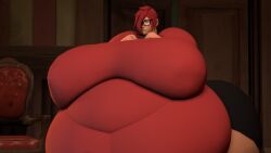 1girls ass belly big_belly breasts fat female female_focus female_only glasses hair_covering_eye hair_over_one_eye hips huge_belly hyper hyper_breasts large_ass large_belly large_breasts obese obese_female overweight overweight_female red_hair shy source_filmmaker squiggly_(tammythefatfemscout) stomach tammythefatfemscout team_fortress_2 thick_thighs thighs valve wide_hips