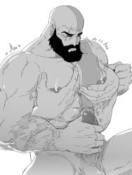 big_pecs blushing european_mythology gay god_of_war god_of_war_ragnarok groping handjob kon_likes_corn kratos male/male male_only masturbating masturbation monochrome muscles muscular muscular_male mythology nipples norse_mythology nude pecs precum sony sony_corporation sony_interactive_entertainment tagme thick_penis thor_(god_of_war) touching_pecs twitching