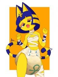 1girls animal_crossing ankha ankha_(animal_crossing) anthro diaper female furry messing messy_diaper octo_jo scat soiling soiling_diaper wet_diaper