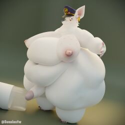 3d 3d_(artwork) anthro big_belly commission double_chin fat fat_rolls futanari navel_line obese officer_flint_(foretbwat) spilled_drink sunninsfw weight_gain