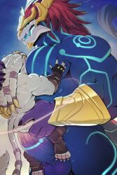 anal anal_sex anthro aurelion_sol blue_eyes dragon erection gay gay_sex league_of_legends male male/male male_only nipples nude penis rengar sex sollyz standing