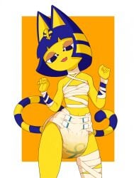 1girls animal_crossing ankha ankha_(animal_crossing) anthro diaper diaper_fetish female furry octo_jo scat wet_diaper wetting wetting_diaper