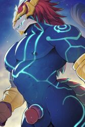 antho aurelion_sol blue_eyes dragon league_of_legends male_only nude penis sollyz solo_male standing