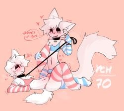 2025 2boys arm_warmers belly blush blush blush_lines bulge bulge_frottage canine cat_ears catboy collar collar_and_leash cropped_tank_top dialogue dog_ears eyes_half_open feline femboy floating_heart floating_hearts frottage frotting furry gay heart heart leash leash_and_collar male panties pulling_on_leash sammy_toyy tail text text_bubble thigh_highs thighs tremble_lines tremble_spikes tugging_leash ych
