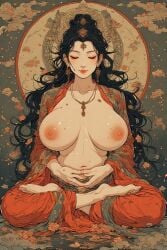 ai ai_generated asia asian_female breasts breasts buddha_goddess buddhism chubby_female huge huge_breasts japan japanese_female tits_out vintage