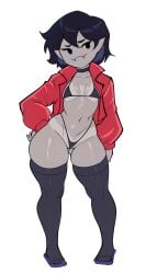 1girls :3 adventure_time age_regression bikini black_hair breast_reduction breasts cartoon_network choker cleft_of_venus de-aged fangs female flat_chest goger grey_body hips jacket jacket_open long_sock marceline monster_girl navel no_sex panties shapeshifter shiny_skin short_hair skindentation small_breasts stockings tan_body tanline teenager thighhighs thighs thong vampire vampire_girl wide_hips young young_female