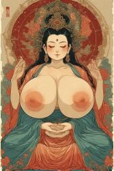 ai ai_generated asia asian_female breasts breasts buddha_goddess buddhism chubby_female huge huge_breasts japan japanese_female tits_out vintage