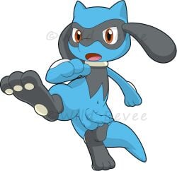 1boy balls blackcachomon feral foreskin humanoid_genitalia humanoid_penis long_foreskin male male_only nintendo penis pokémon_(species) pokemon pokemon_(species) riolu solo testicles uncircumcised uncut wild_eevee