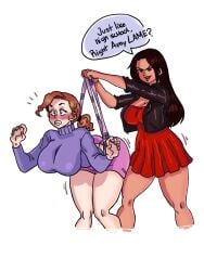 2d 2d_(artwork) 2girls artist_name artist_signature bullying female female_focus female_only pochoclogigi watermark wedgie