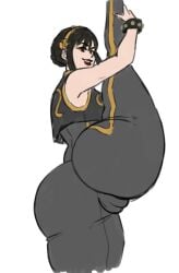 1girl 1girls 2d 2d_(artwork) artist_name artist_signature bodysuit bottom_heavy bubble_butt cameltoe child_bearing_hips chun-li chun-li_(cosplay) clothed_female clothing cosplay curvaceous curvaceous_female curvy_female curvy_hips female female_focus female_only fit fit_female hourglass_figure huge_ass huge_breasts large_ass large_breasts light-skinned_female light_skin pale-skinned_female pale_skin pochoclogigi skin_tight skindentation solo solo_female solo_focus thick_thighs tight_clothes tight_clothing tight_fit toned toned_body toned_female toned_stomach top_heavy watermark wide_hips yor_forger