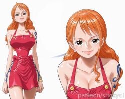## - 1girls ai_generated anime breasts eyes female fit nami nami_(one_piece) nsfw one_piece orange_hair stickyai