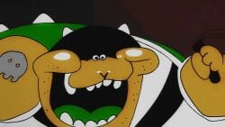 1boy 1girls armpits ass bad_end bondage bowser brown_hair checking_time dress explosion game_over hanging_from_ceiling horse_whip impatient implied_sex latex latex_armwear laughing mario_(series) mascara planet princess_peach restrained running_mascara runny_makeup screaming screaming_in_pain screaming_orgasm shrug silhouette spanked spanked_butt spanking tagme tattoo video waiting whip xandrecos