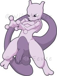 1boy balls blackcachomon foreskin humanoid_genitalia humanoid_penis long_foreskin male male_only mewtwo nintendo penis pokémon_(species) pokemon pokemon_(species) solo testicles uncircumcised uncut wild_eevee