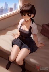 1girls 2d ai_generated ass barefeet big_ass big_breasts breasts chainsaw_man erophoenix feet female female_focus full_body looking_at_viewer looking_back mitaka_asa nude pale_skinned_female patreon_username school_uniform skirt smile soles solo solo_female sweat thick thick_thighs toes uncensored