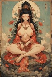 ai ai_generated asia asian_female breasts breasts buddha_goddess buddhism chubby_female huge huge_breasts japan japanese_female tits_out vintage