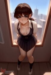1girls 2d ai_generated ass barefeet big_ass big_breasts breasts chainsaw_man erophoenix feet female female_focus full_body looking_at_viewer looking_back mitaka_asa nude pale_skinned_female patreon_username school_uniform skirt smile soles solo solo_female sweat thick thick_thighs toes uncensored