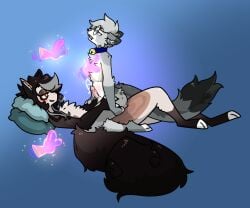 2025 absurd_res ahe_gao anal anal_sex animal_genitalia anthro anthro_on_anthro anthro_penetrated anthro_penetrating anthro_penetrating_anthro ass balls bell bell_collar belly_blush blue_collar blue_eyes blush bodily_fluids body_blush collar cowgirl_position cum cum_on_penis cumshot digital_media_(artwork) dipstick_ears dipstick_fingers dipstick_tail dipstick_toes disembodied_hand domestic_cat drooling duo ear_markings egyptian_mau ejaculation ephrin_(honeytongue) erection eyeshadow eyewear felid feline felis femboy from_front_position fur genital_fluids genitals ghost_hand glasses gold_bell grey_body hair hi_res honeytongue lap_sex limp_arms looking_at_another looking_at_partner looking_pleasured looking_up mage_hand makeup male male/male male_penetrated male_penetrating male_penetrating_male mammal markings multicolored_ears nixuelle nude nude_anthro nude_male on_bottom on_lap on_top open_mouth orange_eyes orgasm penetration penile penile_penetration penile_spines penis petting pink_nose saliva sex sheath simple_background sitting_on_lap smile spots spotted_markings stomach_bulge tail tail_markings teeth tuft