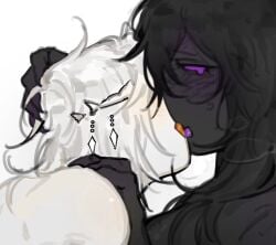 1girls ang1079577 azure_(forsaken) black_body black_skin blush duo female forsaken_(roblox) french_kiss french_kissing kissing making_out nonbinary nonbinary_(lore) princess_two_time purple_eyes roblox roblox_game robloxian tagme tears tears_in_eyes two_time two_time_(forsaken) white_body white_hair white_skin