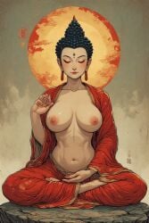 ai ai_generated asia asian_female breasts breasts buddha_goddess buddhism chubby_female huge huge_breasts japan japanese_female tits_out vintage