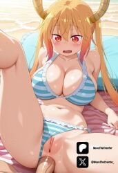 1female ai_generated anal anal_sex anus anus_focus arms_behind_back ass ass_focus beach beach_background below_view big_ass big_breasts bikini blonde_hair blue_bikini blush breasts cat_eyes colored dragon_maid female from_below from_front front_view horns kobayashi-san_chi_no_maidragon leg_up light-skinned_female light_skin locks long_hair looking_at_partner looking_at_penis low-angle_view multicolored_eyes multicolored_hair novathecreator on_floor open_mouth panties_aside penetration pink_hair pussy red_eyes sex sexy sexy_body sexy_pose shredded_clothes side_boob spread_legs surprised surprised_expression surprised_face tohru_(dragon_maid) tusk uncensored vagina visible_pussy visible_vagina vulva