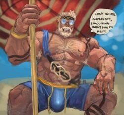 beard big_pecs black_shorts blonde_hair blonde_hair_male blonde_male boner bulge daddy dilf erection erection_under_clothes erection_under_clothing gay liopholdius male male_only marvel marvel_rivals muscular muscular_male solo solo_focus solo_male tattoo tattoos thor_(marvel) thor_(marvel_rivals)