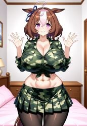1girls ai_generated big_breasts breasts brown civitai covered_nipples female hair horse_ears horse_girl horse_tail large_breasts light-skinned_female light_skin long_sleeves meisho_doto_(umamusume) solo umamusume umamusume_pretty_derby white_hair