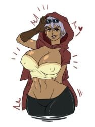 1girls 2d 2d_(artwork) abs artist_name artist_signature black_leggings bottom_heavy bubble_butt child_bearing_hips clothed_female clothing curvaceous curvaceous_female curvy_female curvy_hips dark-skinned_female dark_skin erect_nipples erect_nipples_under_clothes female female_focus female_only fit fit_female hourglass_figure huge_ass huge_breasts jojo's_bizarre_adventure large_ass large_breasts leggings navel pochoclogigi solo solo_female solo_focus thick_thighs toned toned_body toned_female toned_stomach top_heavy watermark wide_hips